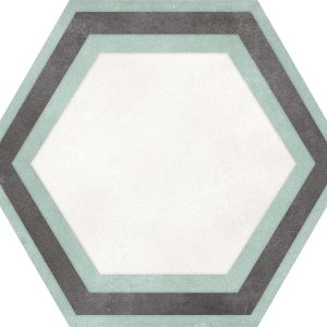 Hexagon white Framed